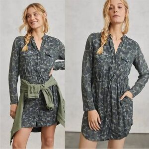 CLOTH & STONE Small Anthropologie Nina Camo Shirtdress Spring Lightweight Button